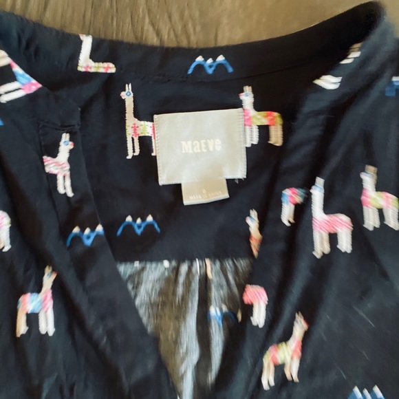 Anthropologie Maeve Llama Moonflower Henley 0 - Picture 3 of 12